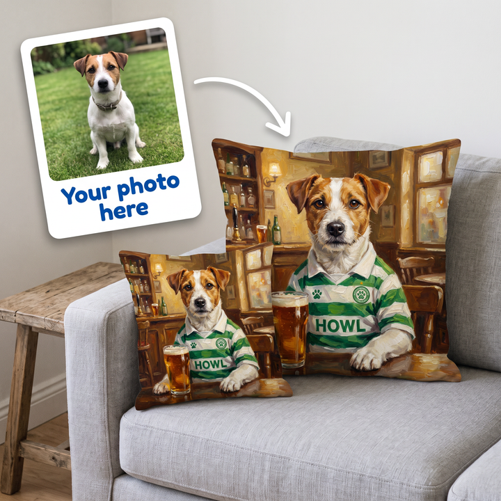 Your photo here - your pet's photo turned into a Celtick portrait on a personalised cushion