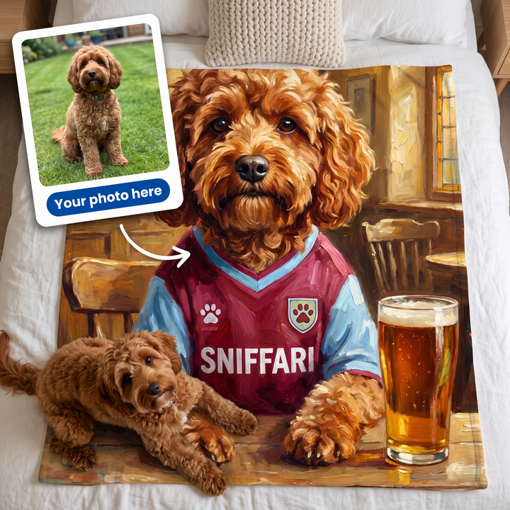 Your photo here - your pet's photo turned into a Pawston Villa portrait on a king size fleece blanket