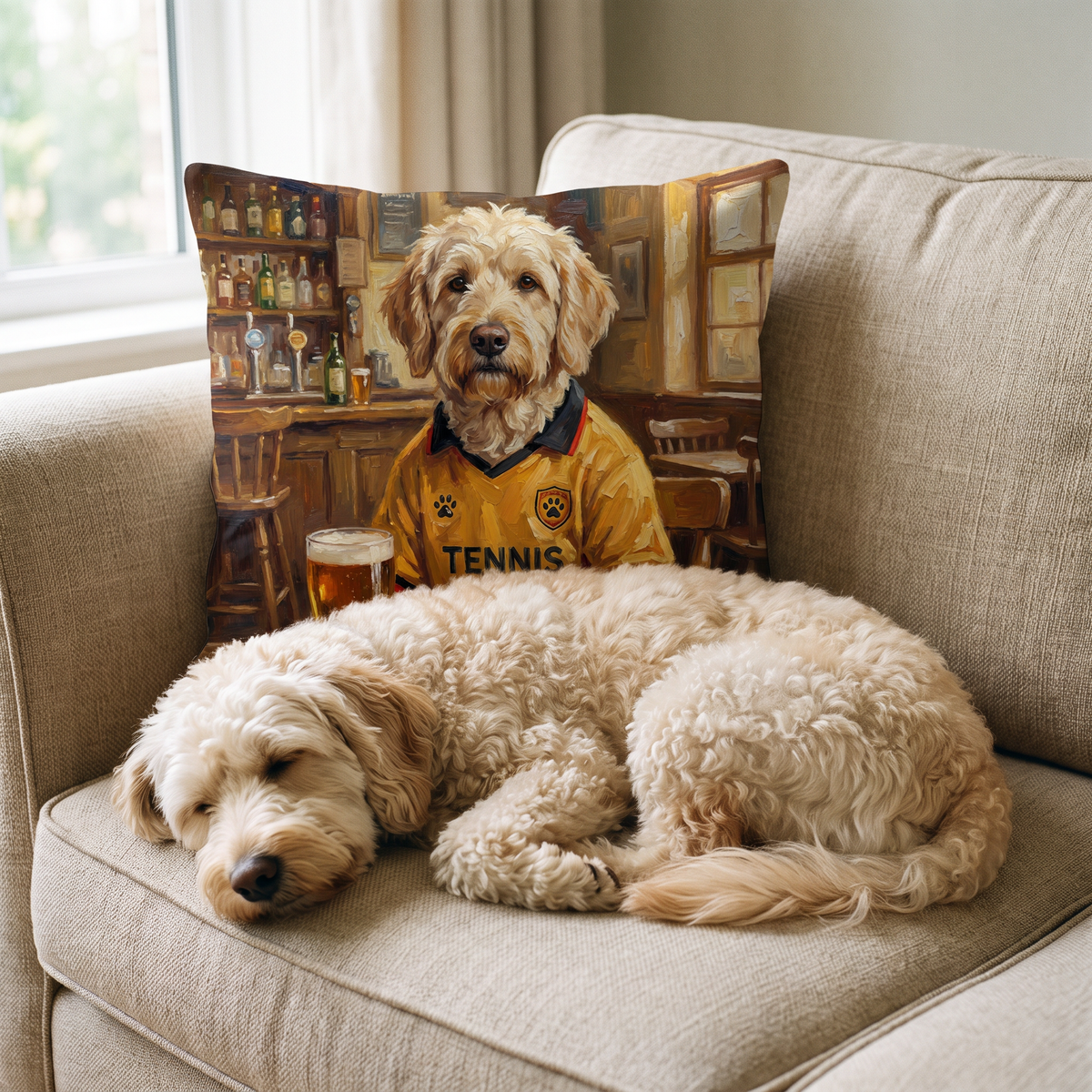 Wagford personalised pet cushion with the real pet