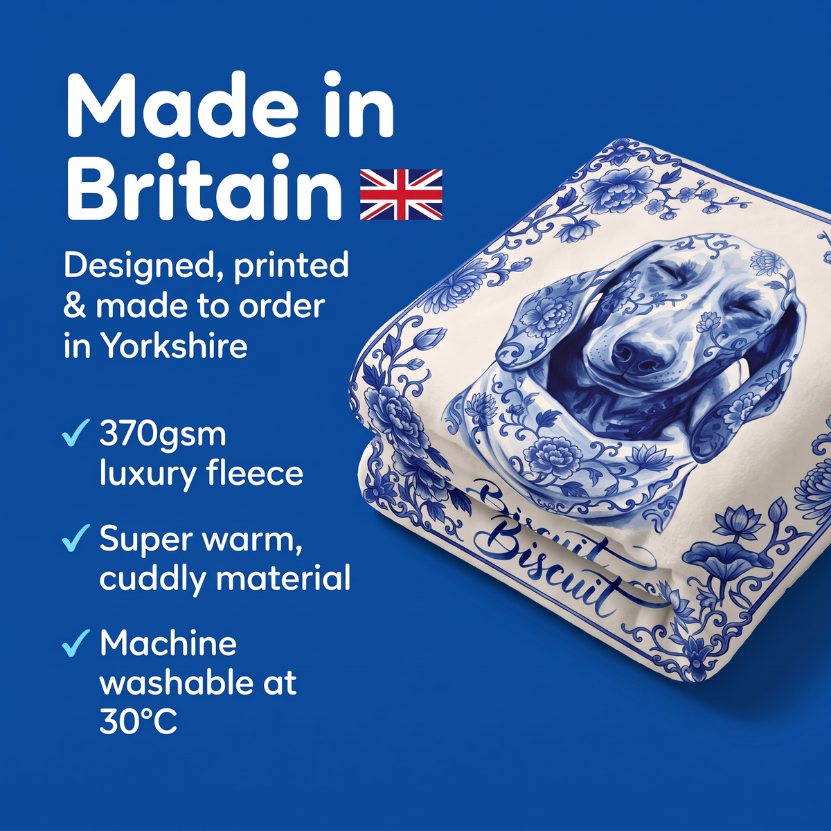 Made in Britain - designed, printed and made to order in Yorkshire, super warm cuddly fleece