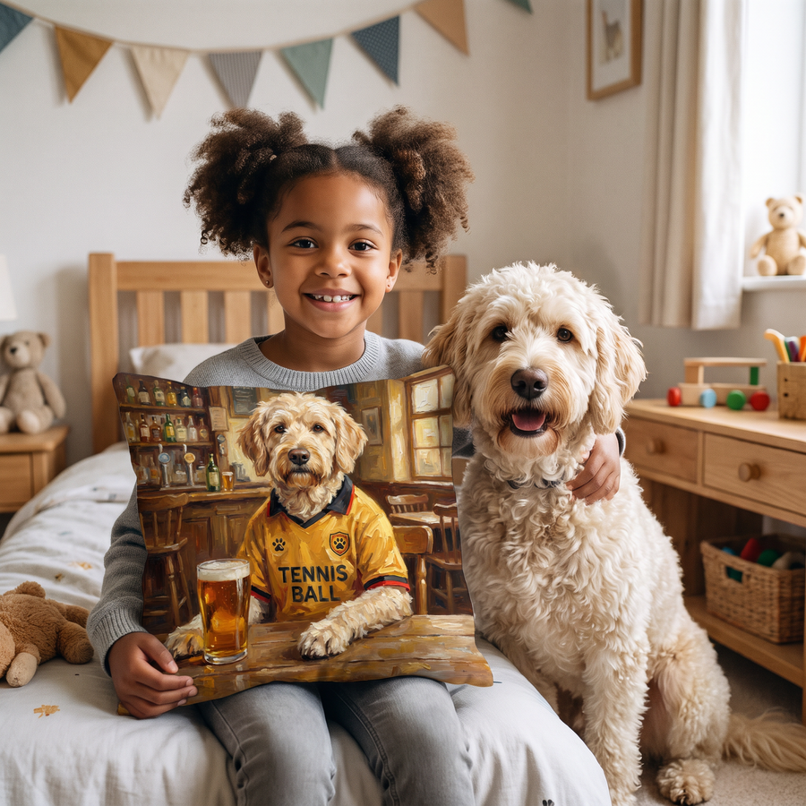 Wagford pet portrait cushion 26cm x 26cm being enjoyed at home