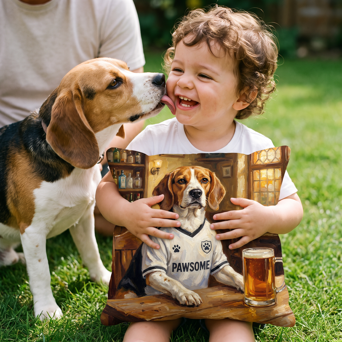 Furham pet portrait cushion 26cm x 26cm being enjoyed at home