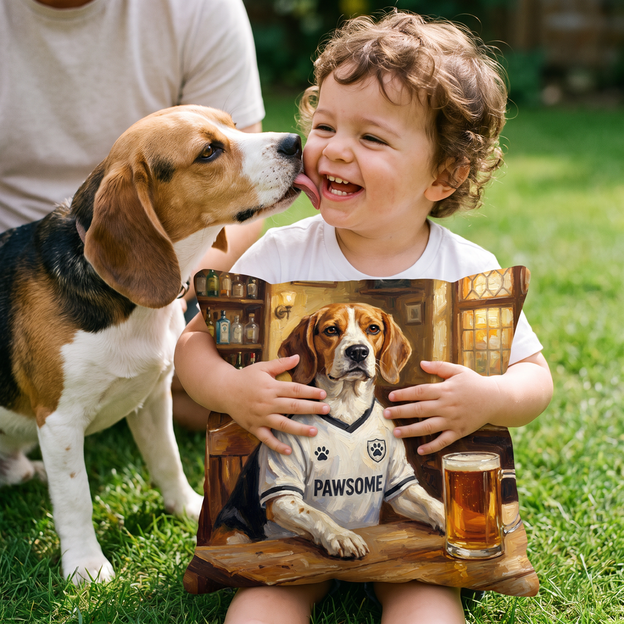 Furham pet portrait cushion 26cm x 26cm being enjoyed at home