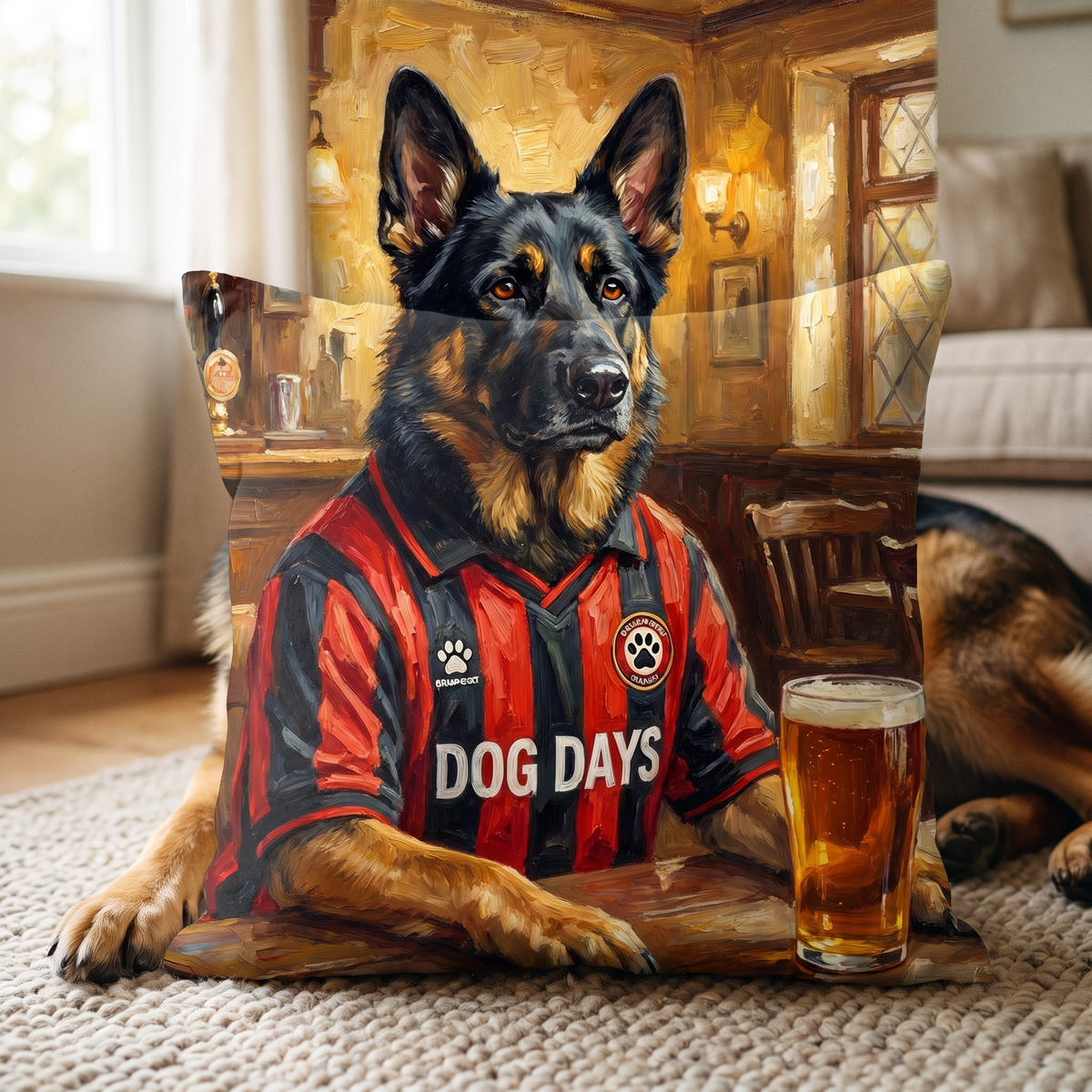 Bonemouth personalised pet cushion with the real pet
