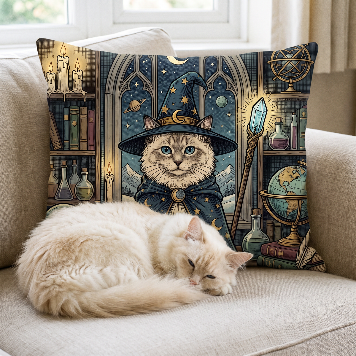 Tarot Card personalised pet cushion with the real pet