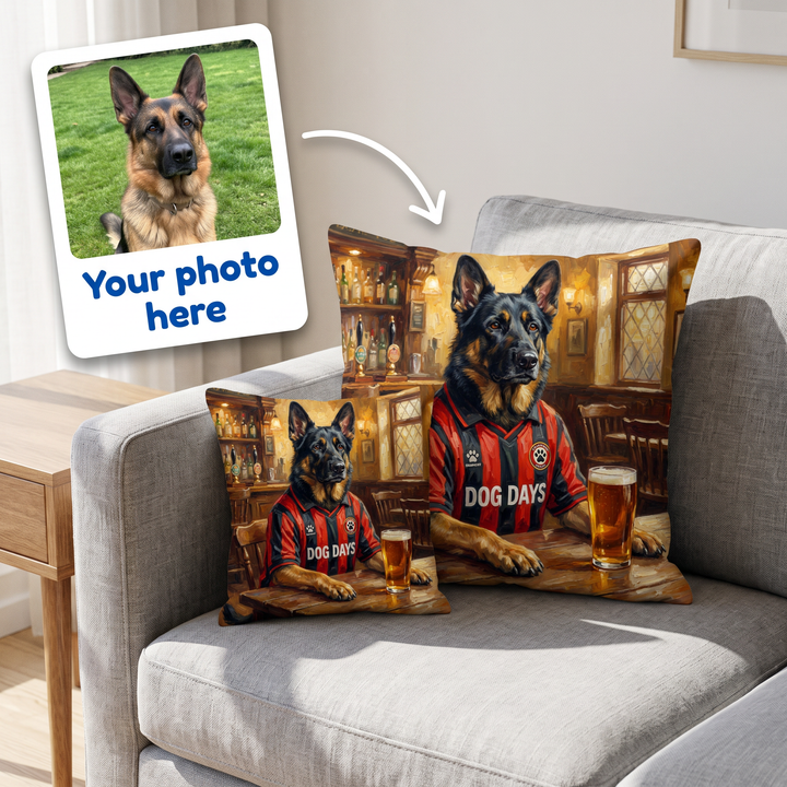 Your photo here - your pet's photo turned into a Bonemouth portrait on a personalised cushion