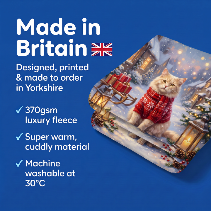 Made in Britain - designed, printed and made to order in Yorkshire, super warm cuddly fleece