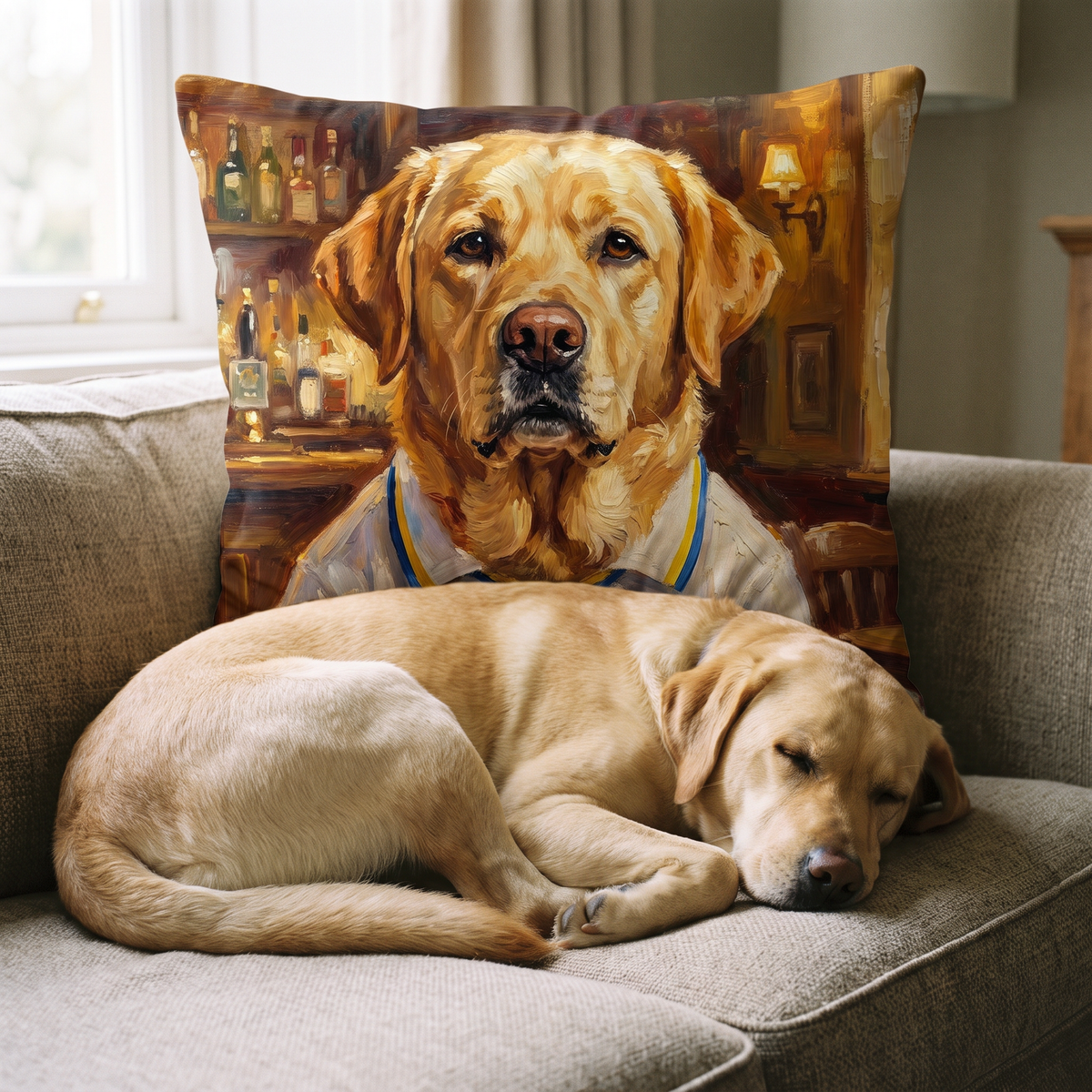Leads United personalised pet cushion with the real pet