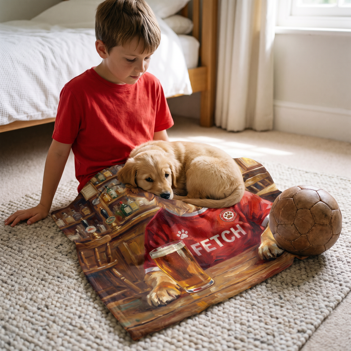 Lap size 75cm x 75cm Liverpaw pet portrait blanket