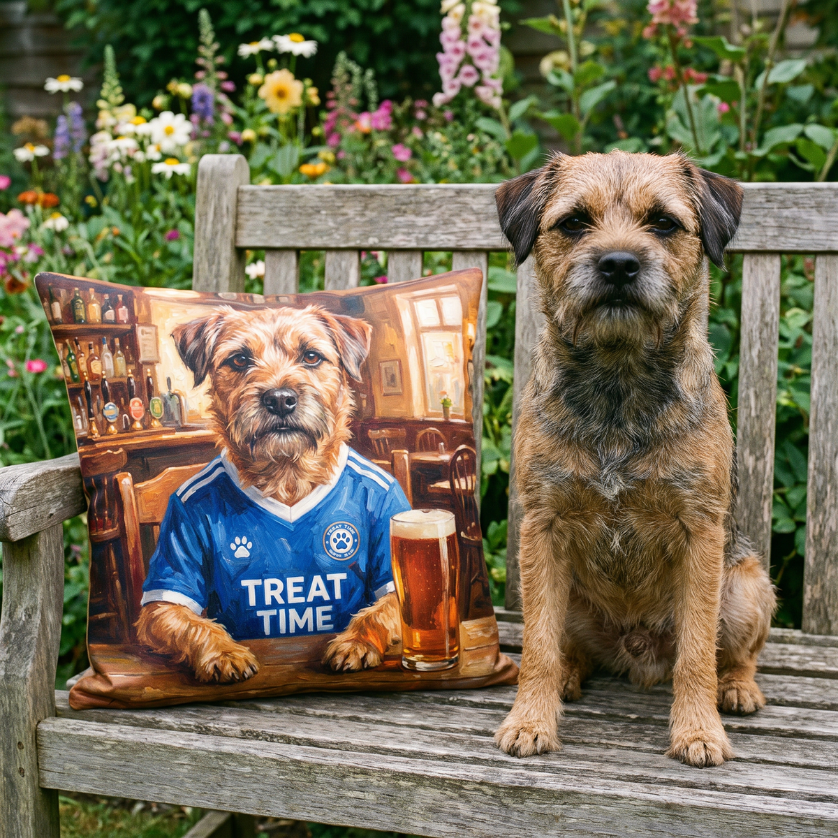 Peterton personalised pet cushion with the real pet