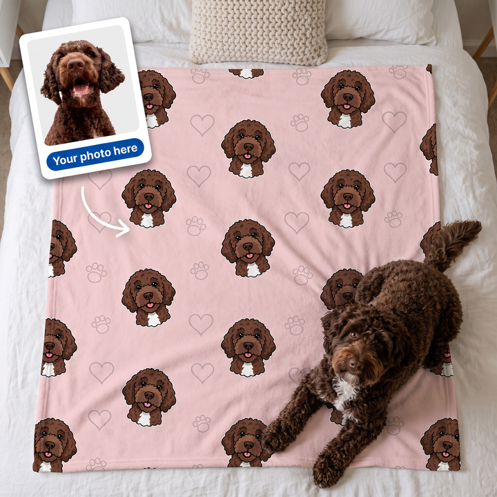 Your photo here - your pet's photo turned into a Doodle Pattern portrait on a king size fleece blanket