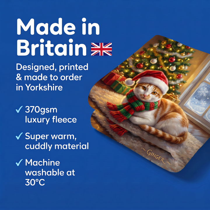 Made in Britain - designed, printed and made to order in Yorkshire, super warm cuddly fleece