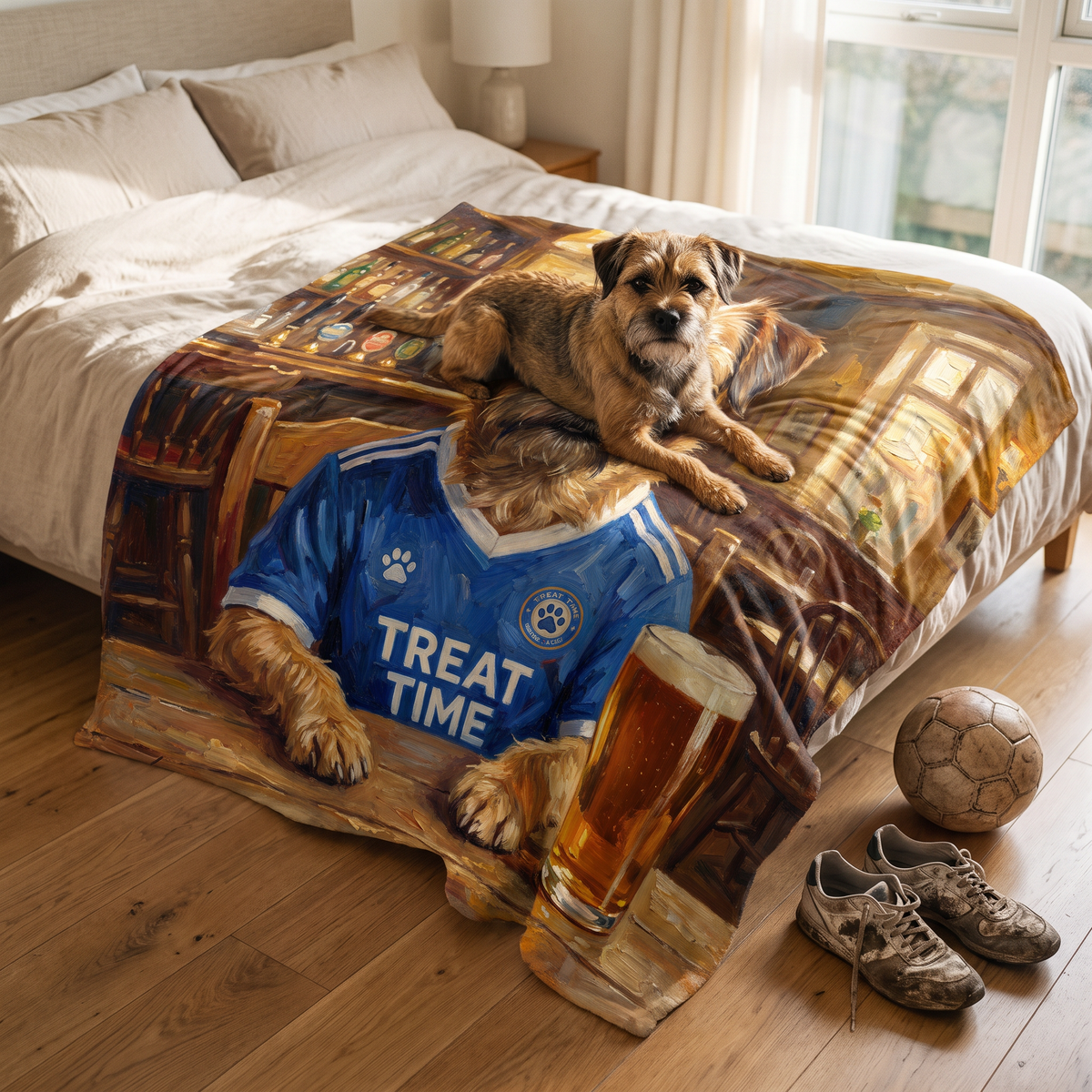 Peterton personalised pet blanket at home with the real pet
