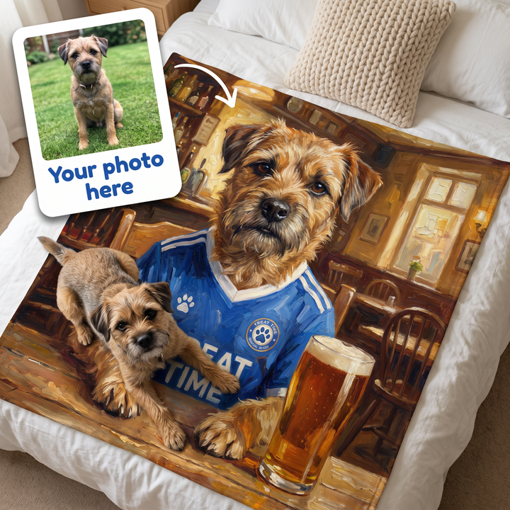 Your photo here - your pet's photo turned into a Peterton portrait on a king size fleece blanket
