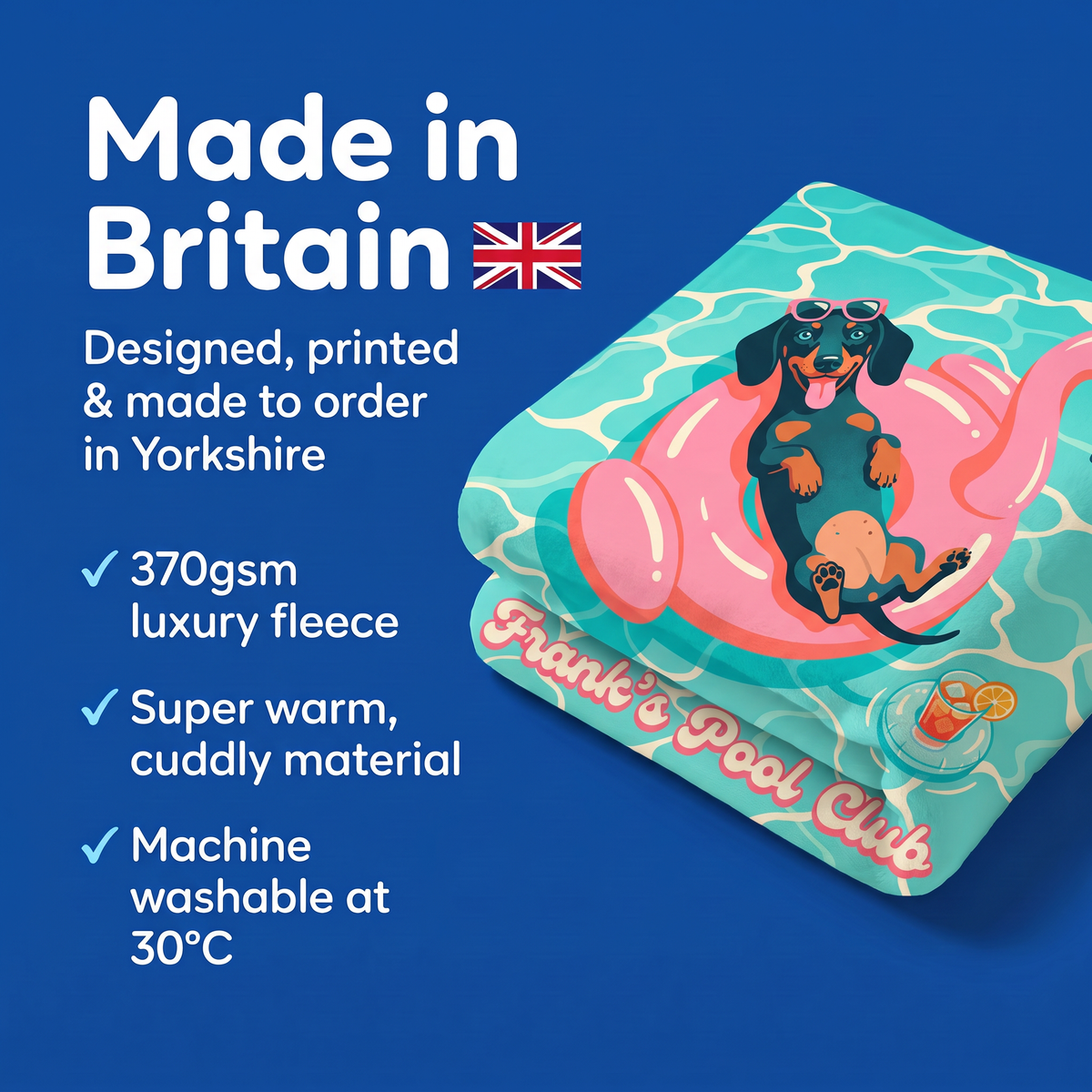 Made in Britain - designed, printed and made to order in Yorkshire, super warm cuddly fleece