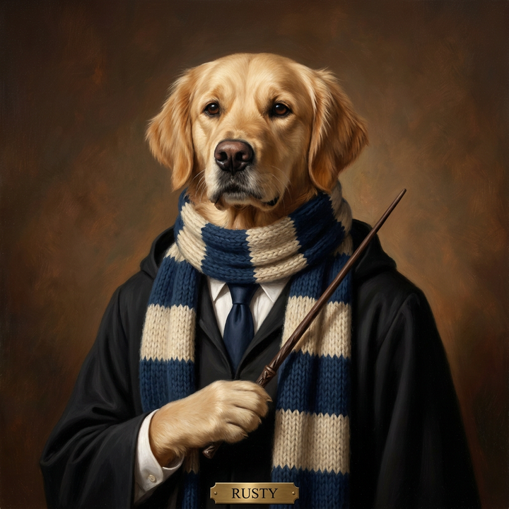 Wizard School pet portrait artwork example