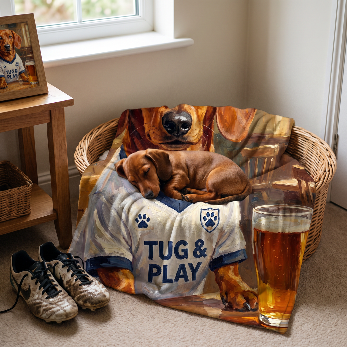 Lap size 75cm x 75cm Pawtenham Hotspur pet portrait blanket