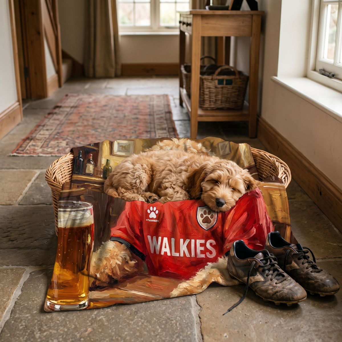 Lap size 75cm x 75cm Petchester United pet portrait blanket