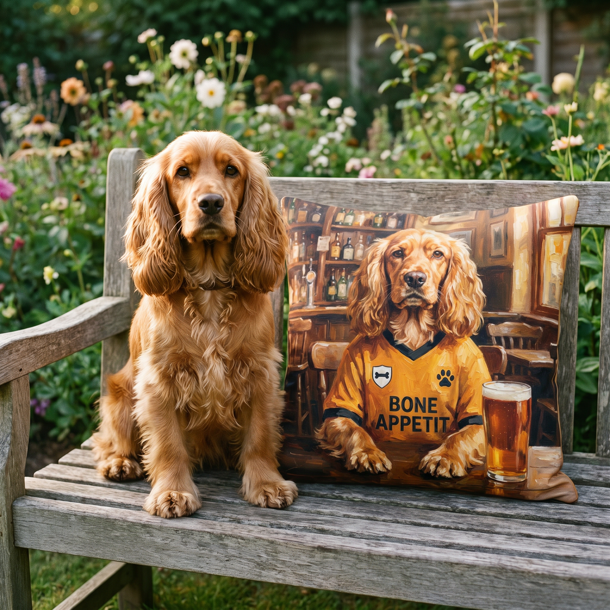 Woofverhampton Wanderers personalised pet cushion with the real pet