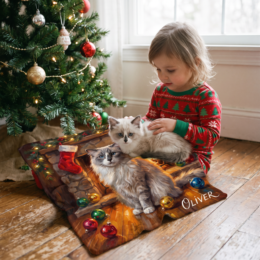 Lap size 75cm x 75cm Christmas Fireside pet portrait blanket