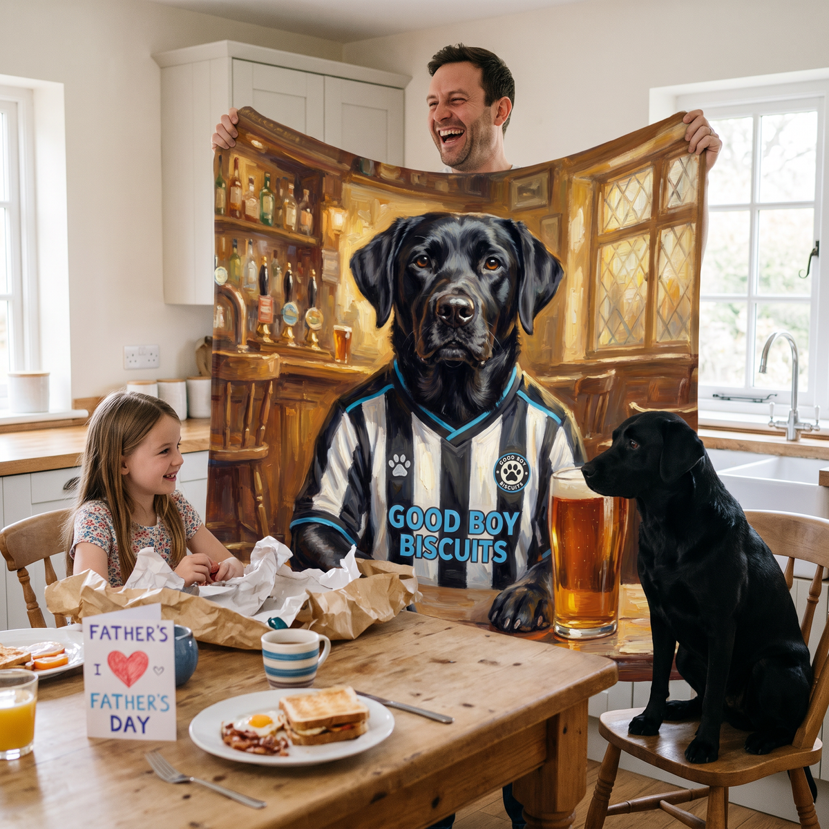 Petcastle United personalised pet blanket at home with the real pet