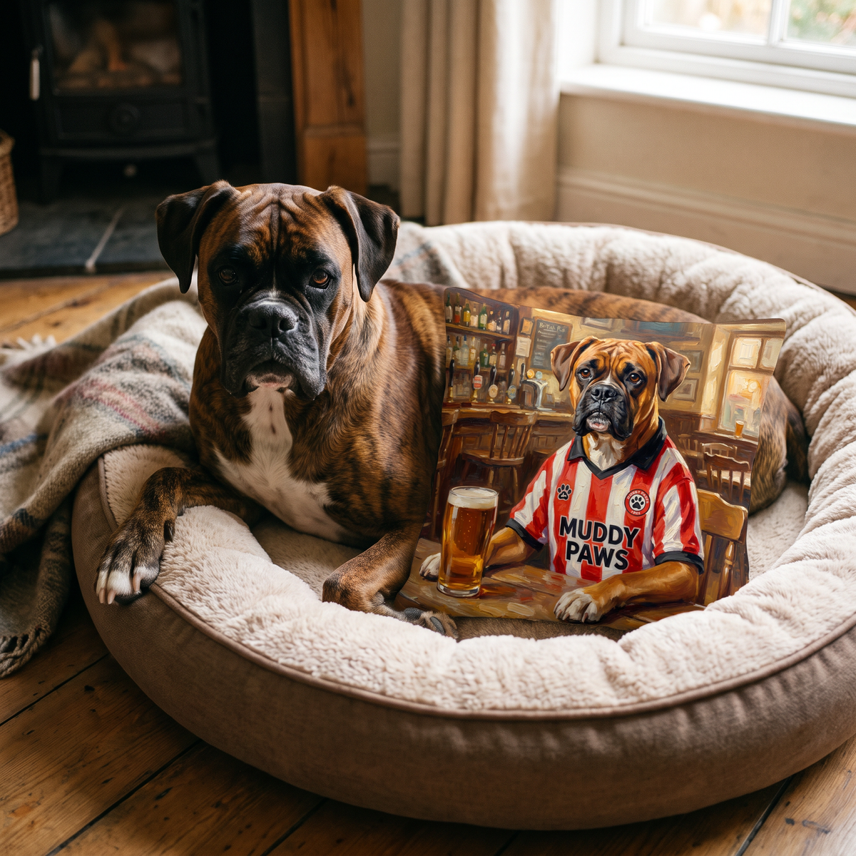 Sniffderland personalised pet cushion with the real pet