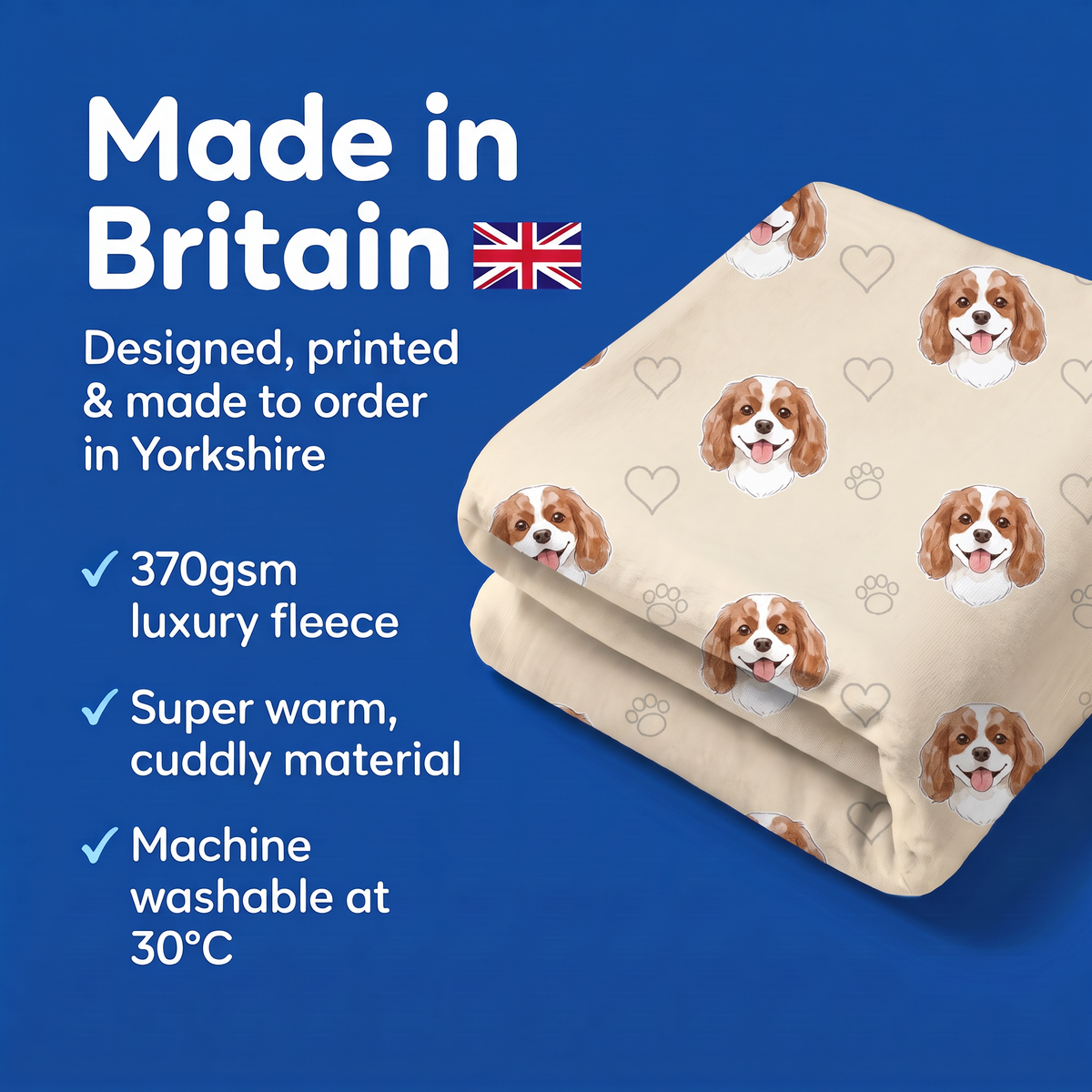 Made in Britain - designed, printed and made to order in Yorkshire, super warm cuddly fleece
