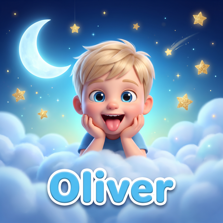 Dreamy Clouds Blue portrait artwork example