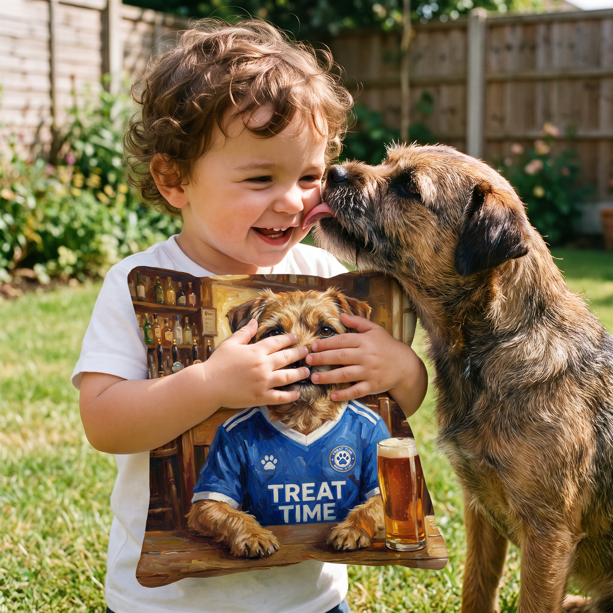 Peterton pet portrait cushion 26cm x 26cm being enjoyed at home