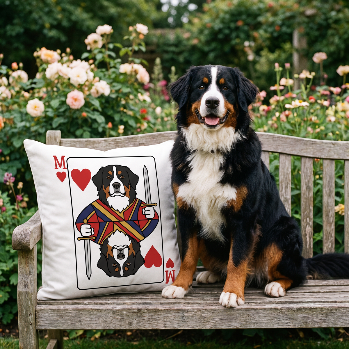Playing Card personalised pet cushion with the real pet