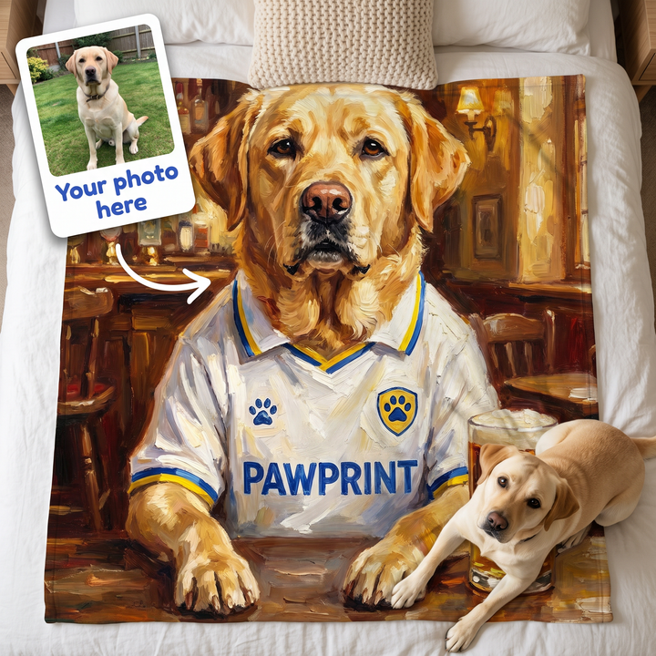 Your photo here - your pet's photo turned into a Leads United portrait on a king size fleece blanket