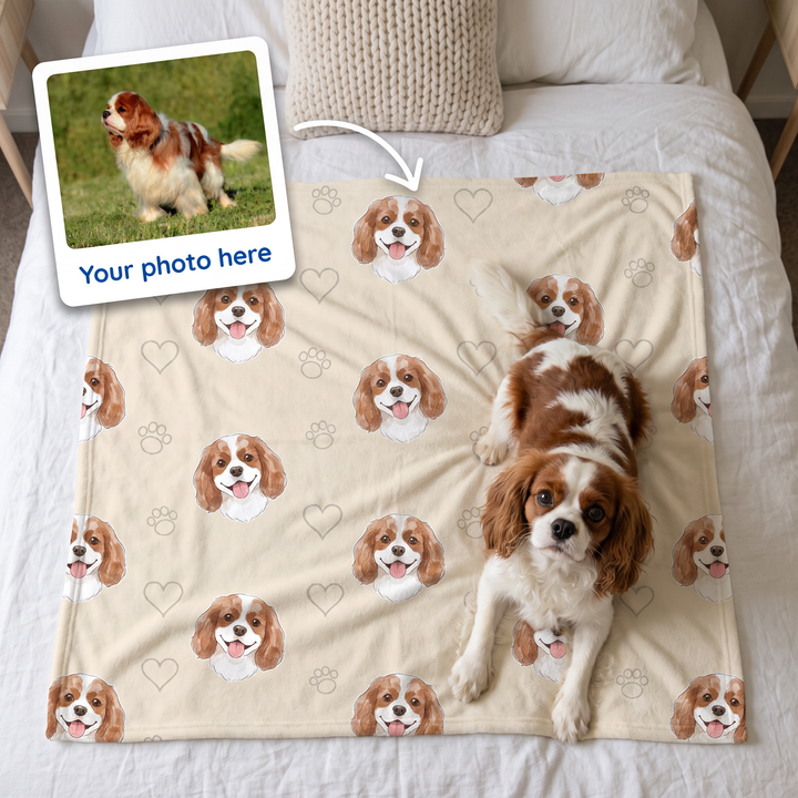 Your photo here - your pet's photo turned into a Watercolour Pattern portrait on a king size fleece blanket