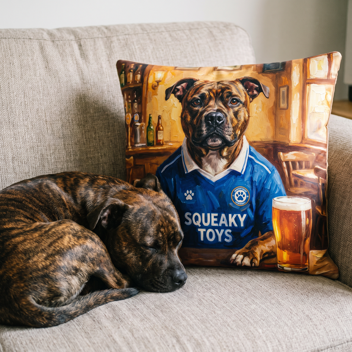 Chewsea personalised pet cushion with the real pet