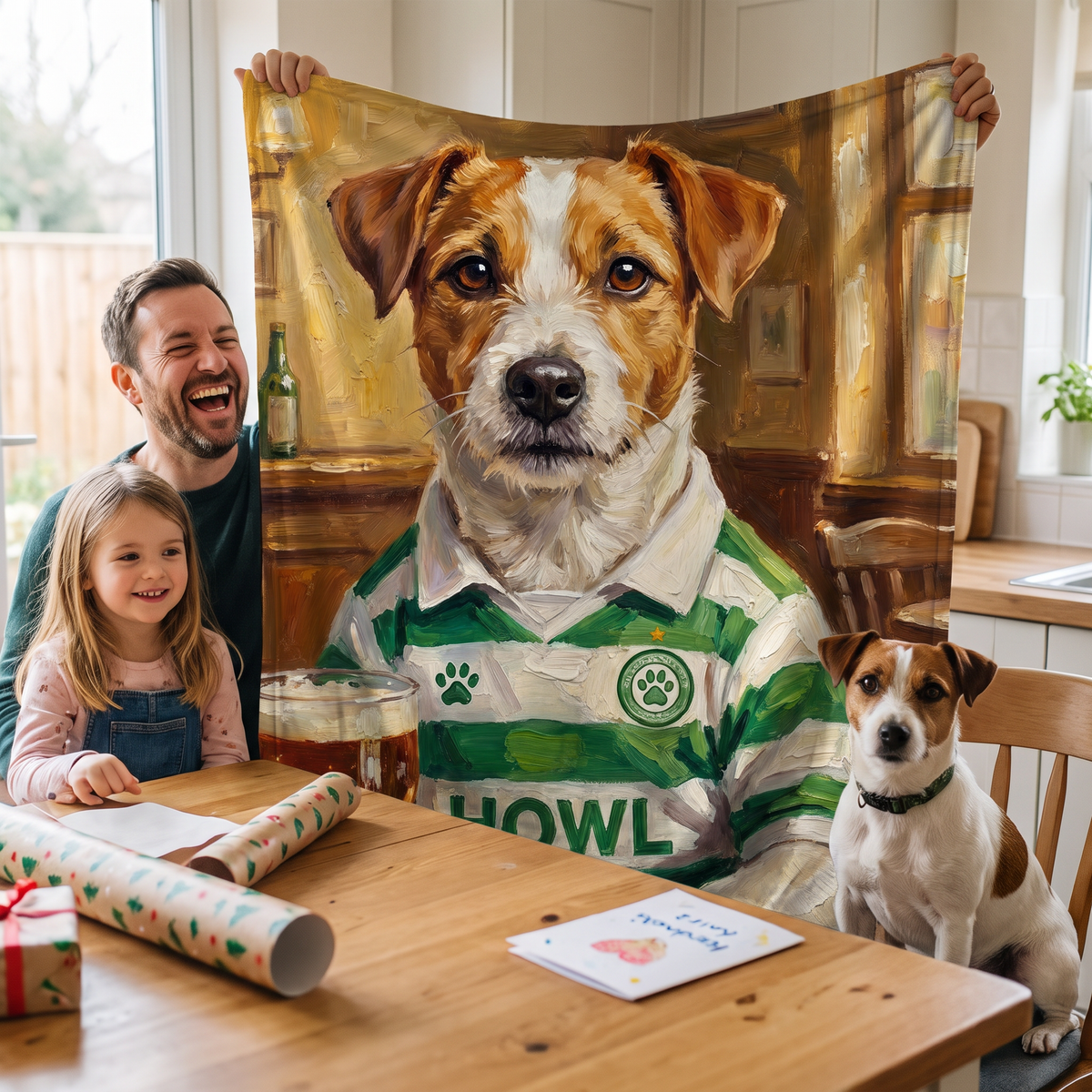 Celtick personalised pet blanket at home with the real pet