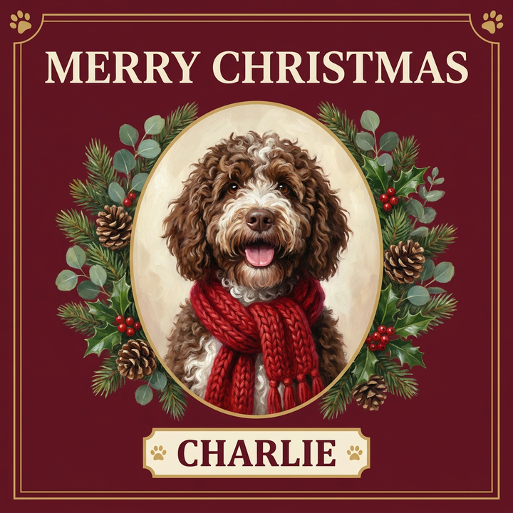 Christmas Card pet portrait artwork example