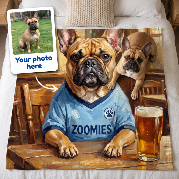 Your photo here - your pet's photo turned into a Pawchester City portrait on a king size fleece blanket