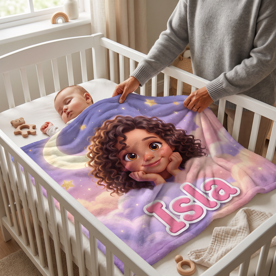 Lap size 75cm x 75cm Dreamy Clouds portrait blanket