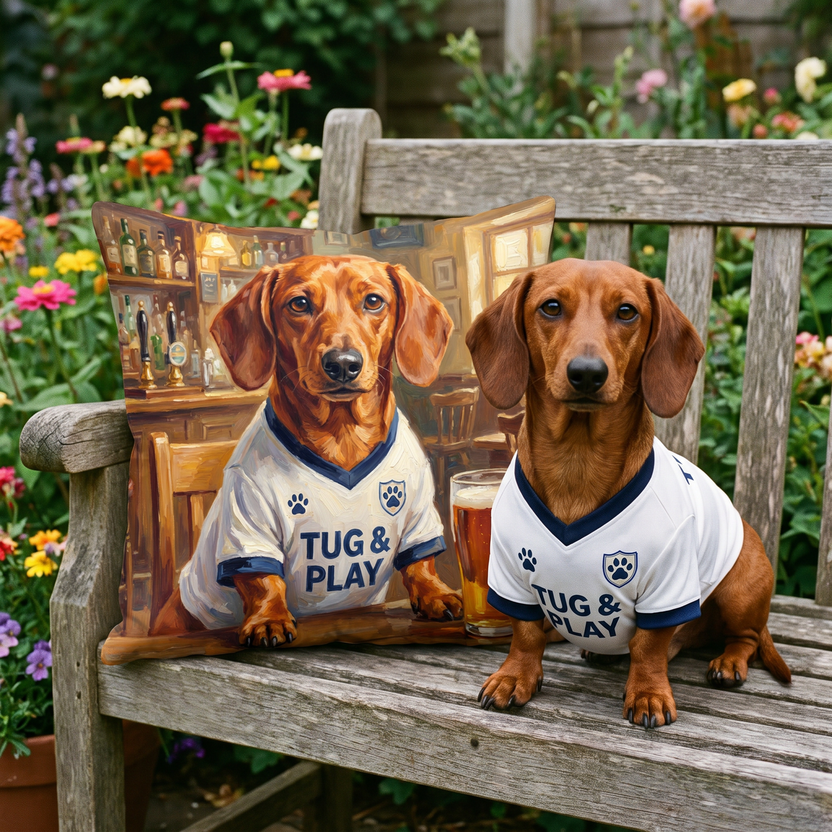 Pawtenham Hotspur personalised pet cushion with the real pet