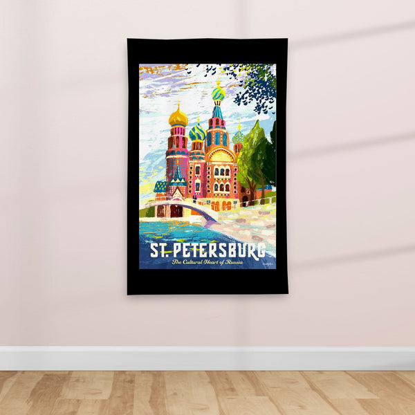 St Petersburg - Vintage Travel poster - Textile Poster