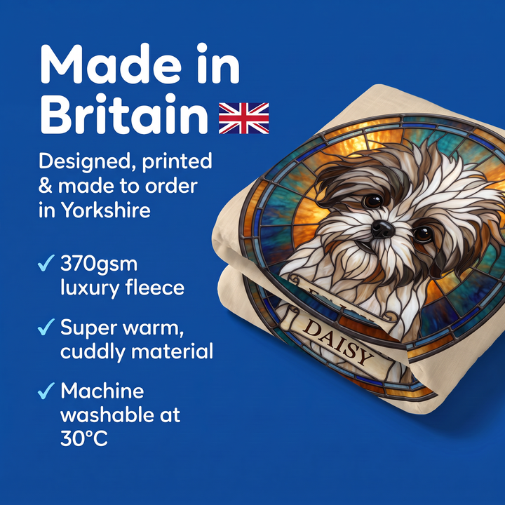 Made in Britain - designed, printed and made to order in Yorkshire, super warm cuddly fleece