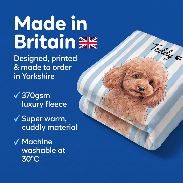 Made in Britain - designed, printed and made to order in Yorkshire, super warm cuddly fleece