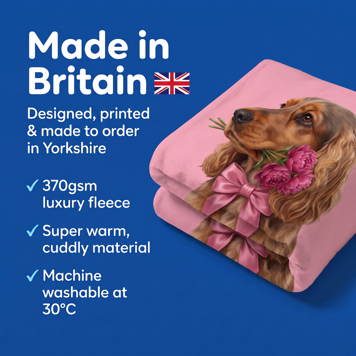 Made in Britain - designed, printed and made to order in Yorkshire, super warm cuddly fleece