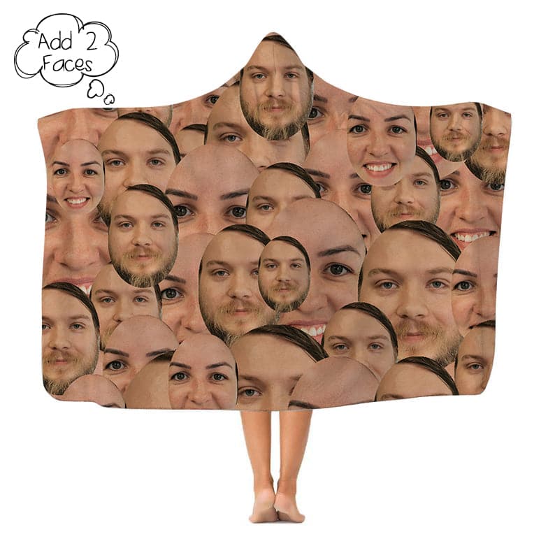 Your Face All Over - Add 2 Faces - Hooded Blanket