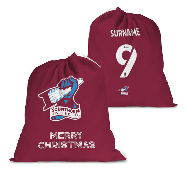 Scunthorpe United FC Back of Shirt Personalised Santa Sack