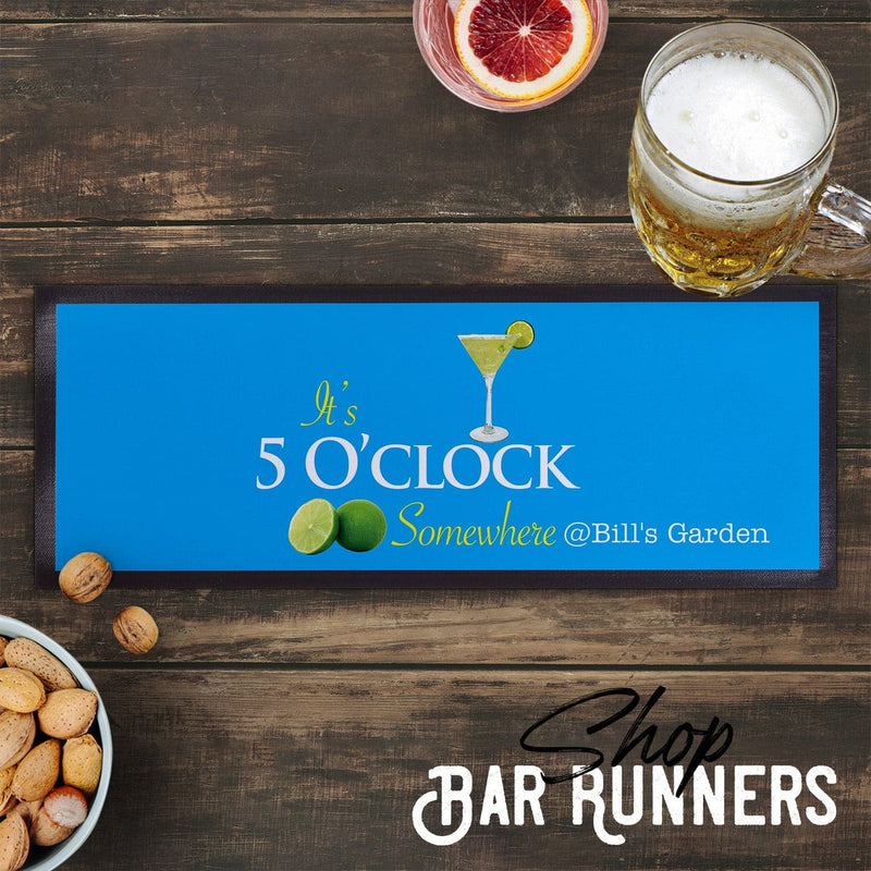 Personalised Bar Runner - It's 5 O'Clock Somewhere - 5 Colourways