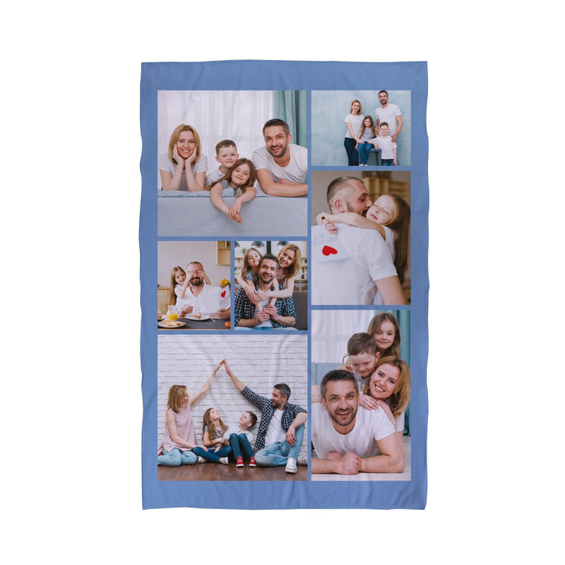 Personalised Photo Beach Towel | 7 Photo Collage Blue