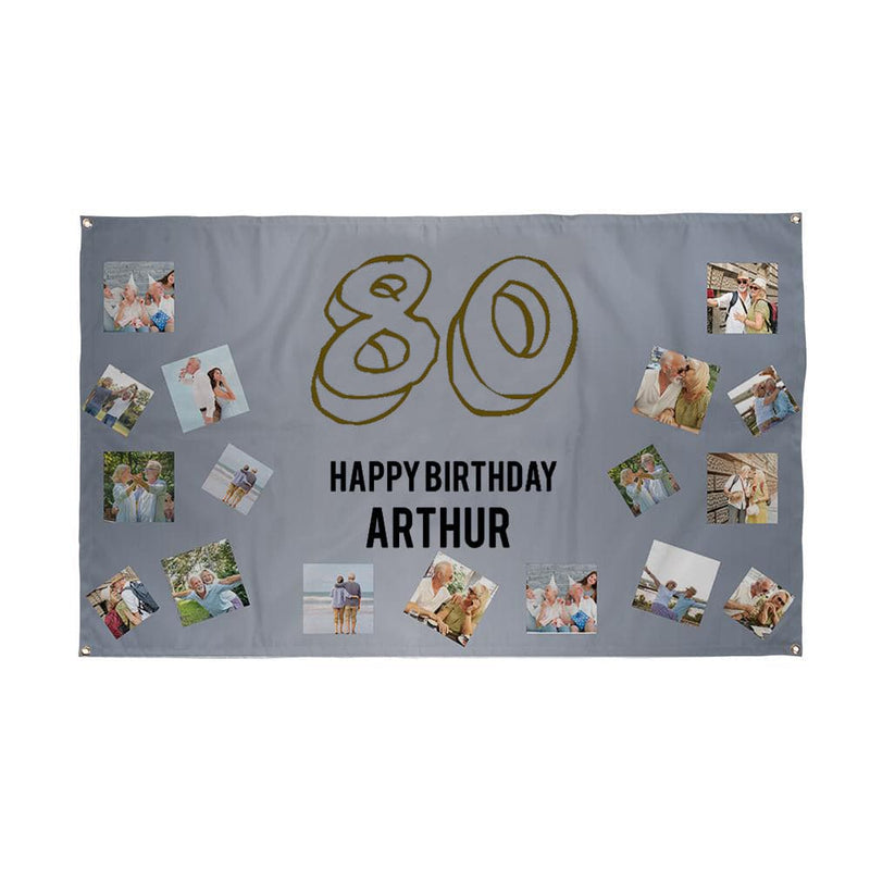 Silver & Gold Birthday Banner - 5ft x 3ft
