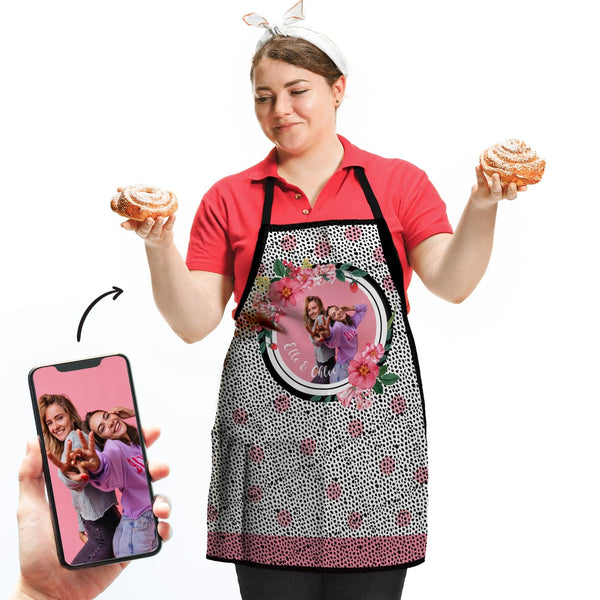 Summer - Pink - Dot - Bright Floral- Personalised Adults Apron