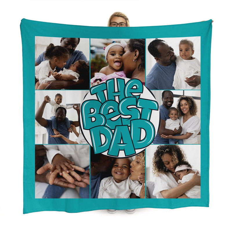 The Best Dad - 8 Photo -  Photo Fleece Blanket