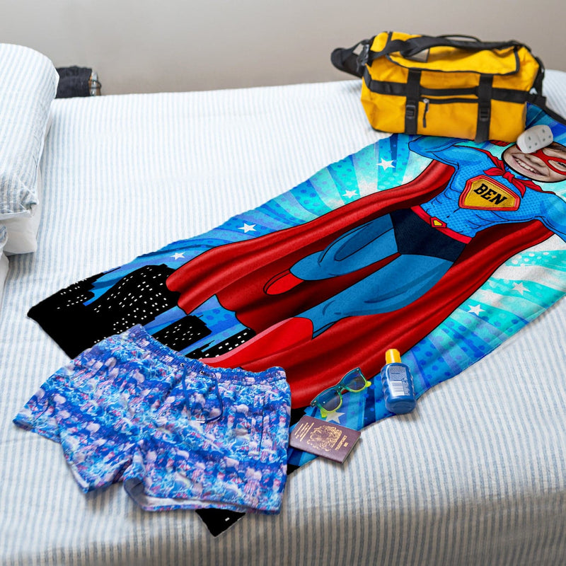 Personalised Beach Towel - Add your face to Superman